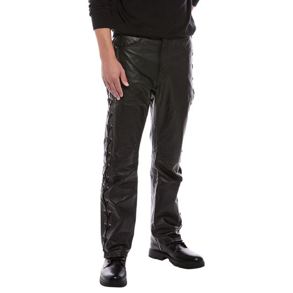 Blk Dnm Mens  Leather Pant, Black